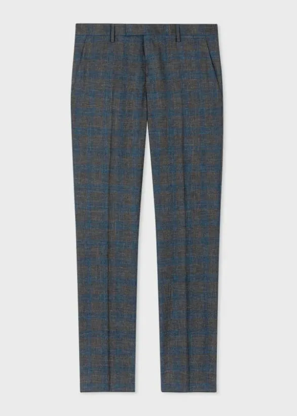 Paul Smith Pants Check WoolLinen Trousers Grey 8211 Mens
