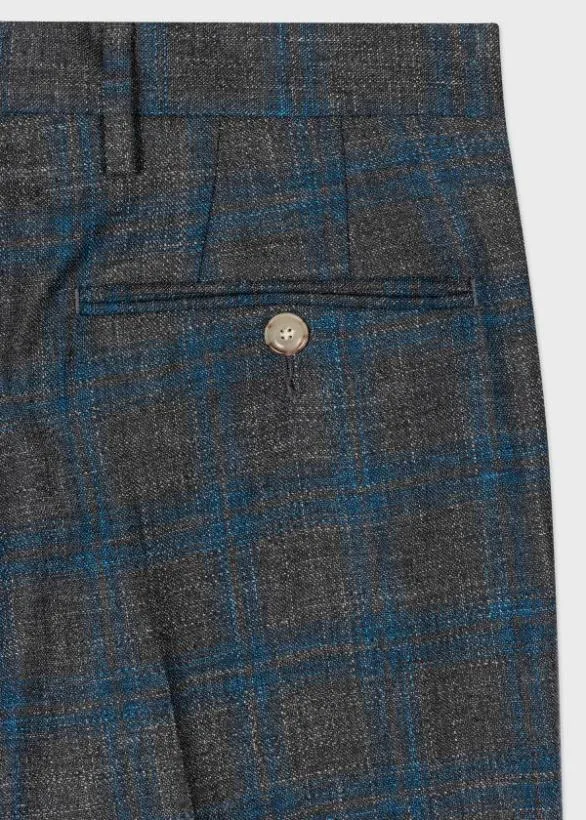 Paul Smith Pants Check WoolLinen Trousers Grey 8211 Mens