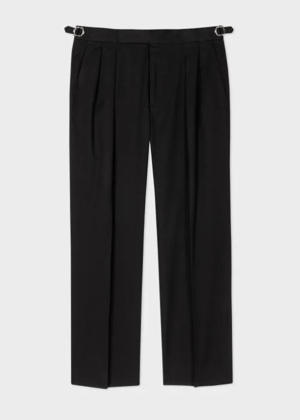 Paul Smith Pants Cotton Twill DoublePleat Pants Black 8211 Mens