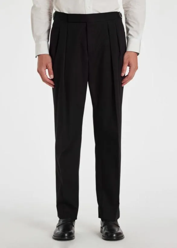 Paul Smith Pants Cotton Twill DoublePleat Pants Black 8211 Mens