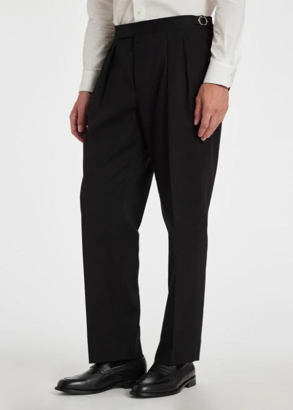 Paul Smith Pants Cotton Twill DoublePleat Pants Black 8211 Mens