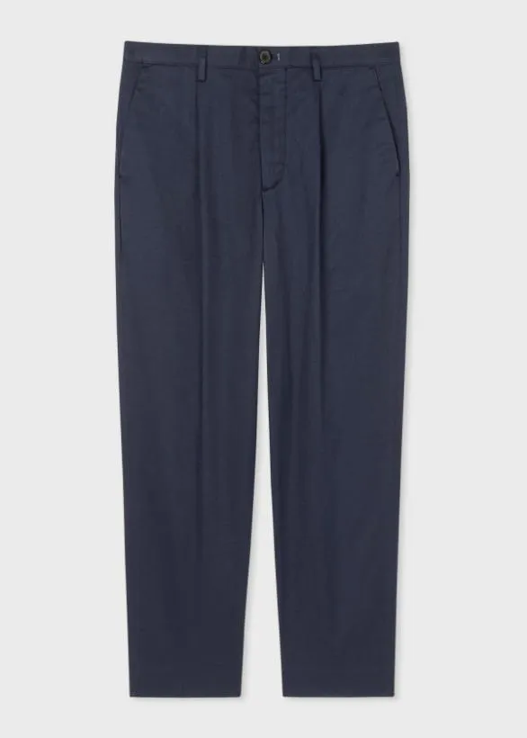 Paul Smith Pants CottonTwill Pleated Trousers Navy 8211 Mens