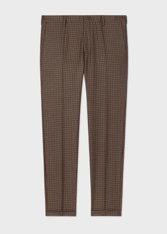 Paul Smith Pants Gingham SlimFit Wool Pants Brown 8211 Mens