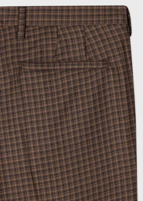 Paul Smith Pants Gingham SlimFit Wool Pants Brown 8211 Mens