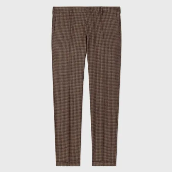 Paul Smith Pants Gingham SlimFit Wool Pants Brown 8211 Mens