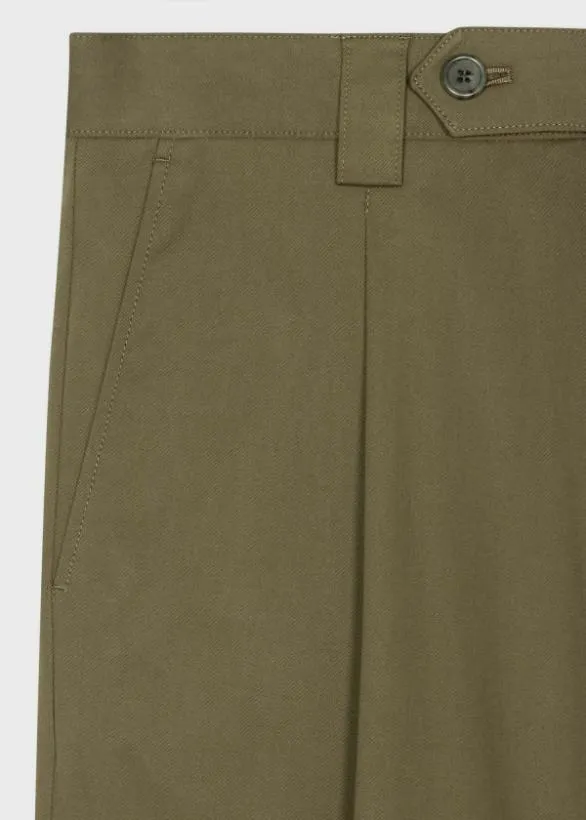 Paul Smith Pants StretchCotton Twill Pleated Pants Olive 8211 Mens