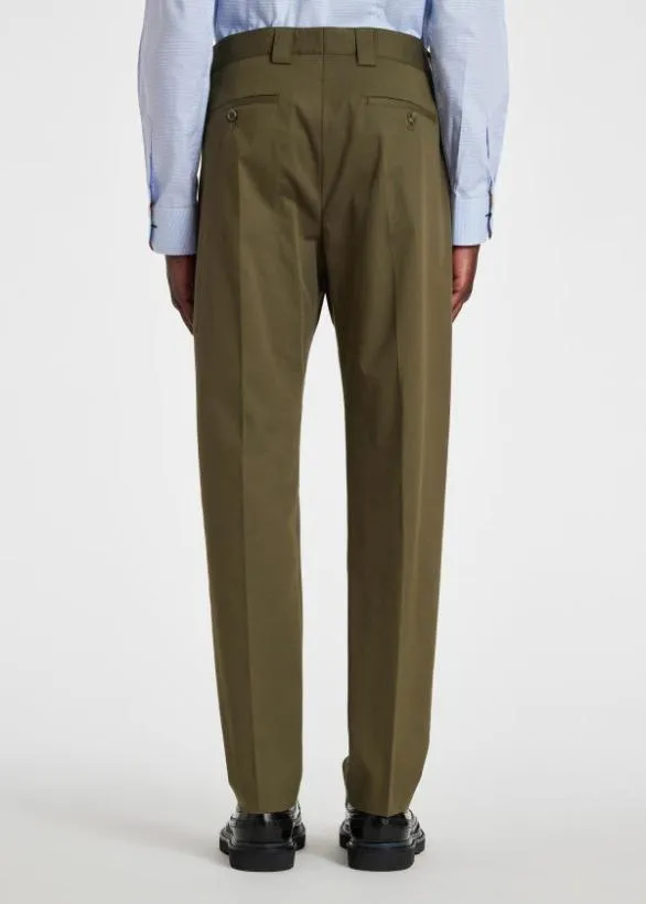 Paul Smith Pants StretchCotton Twill Pleated Pants Olive 8211 Mens