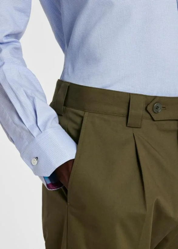 Paul Smith Pants StretchCotton Twill Pleated Pants Olive 8211 Mens