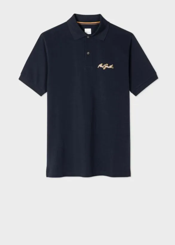 Paul Smith Polo Shirts Shadow Logo Cotton Polo Shirt Dark Navy 8211 Mens