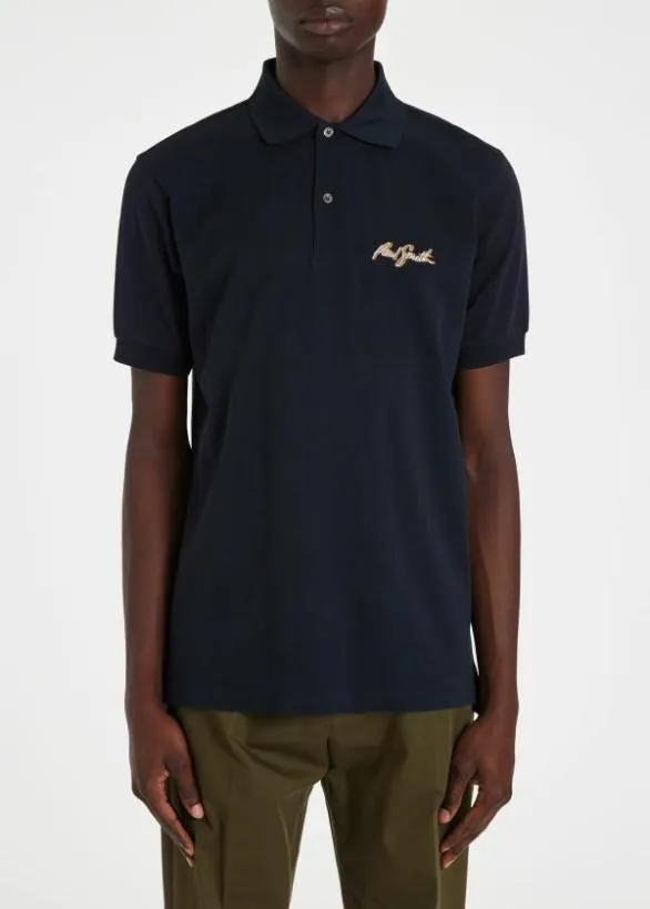 Paul Smith Polo Shirts Shadow Logo Cotton Polo Shirt Dark Navy 8211 Mens