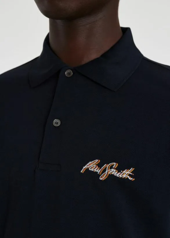 Paul Smith Polo Shirts Shadow Logo Cotton Polo Shirt Dark Navy 8211 Mens