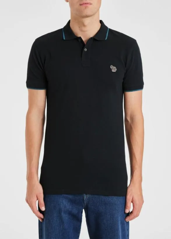 Paul Smith Polo Shirts SlimFit Zebra Logo Polo Shirt Navy 8211 Mens