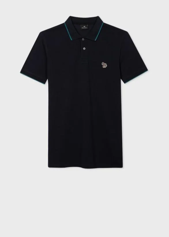 Paul Smith Polo Shirts SlimFit Zebra Logo Polo Shirt Navy 8211 Mens
