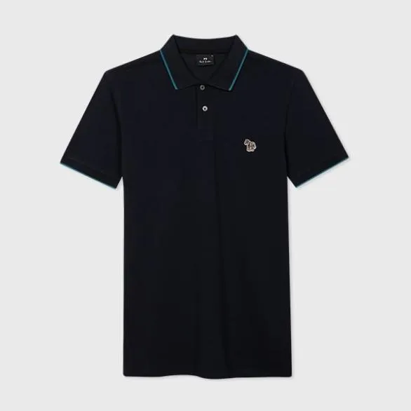 Paul Smith Polo Shirts SlimFit Zebra Logo Polo Shirt Navy 8211 Mens
