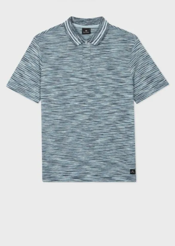 Paul Smith Polo Shirts SpaceDyed Cotton Polo Shirt Light Blue 8211 Mens