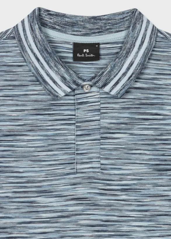 Paul Smith Polo Shirts SpaceDyed Cotton Polo Shirt Light Blue 8211 Mens