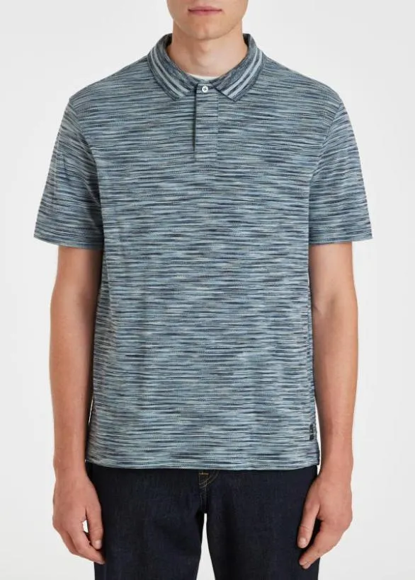 Paul Smith Polo Shirts SpaceDyed Cotton Polo Shirt Light Blue 8211 Mens