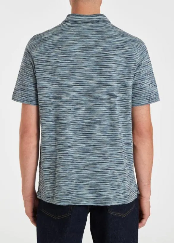 Paul Smith Polo Shirts SpaceDyed Cotton Polo Shirt Light Blue 8211 Mens
