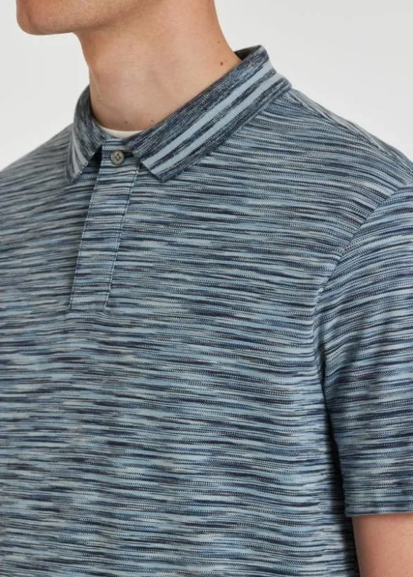 Paul Smith Polo Shirts SpaceDyed Cotton Polo Shirt Light Blue 8211 Mens