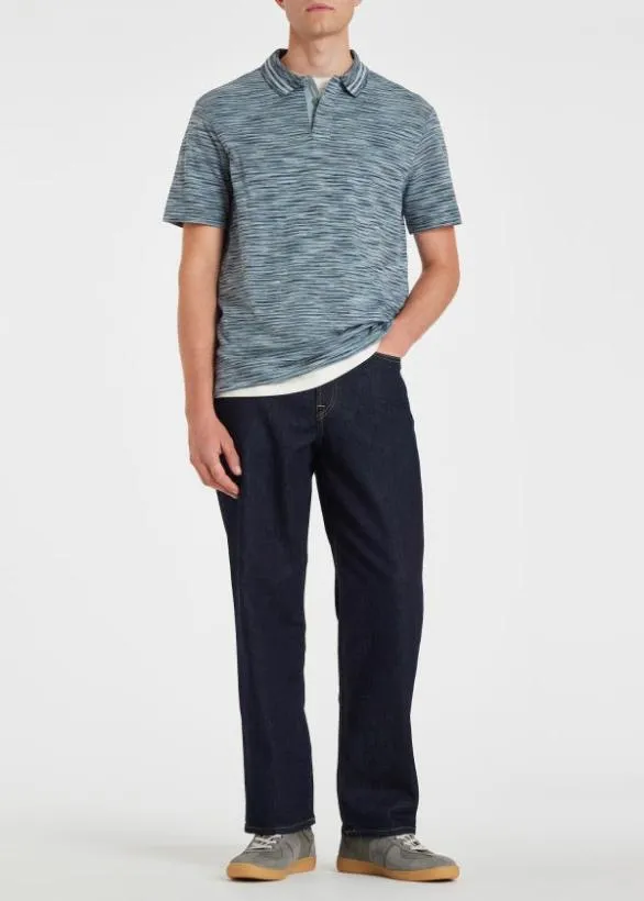 Paul Smith Polo Shirts SpaceDyed Cotton Polo Shirt Light Blue 8211 Mens