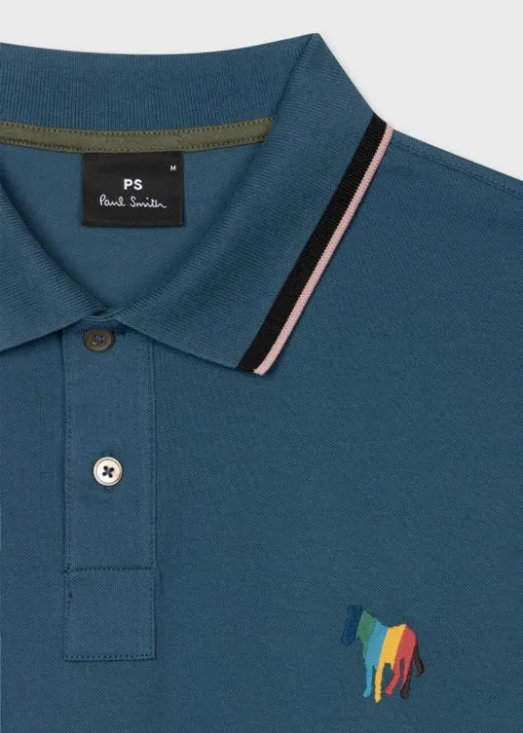 Paul Smith Polo Shirts StretchCotton 039Broad Stripe Zebra039 Polo Shirt Blue 8211 Mens
