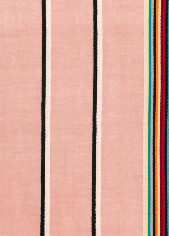 Paul Smith Scarves Artist Stripe Edge LambswoolCashmere Scarf Pink 8211 MensWomens