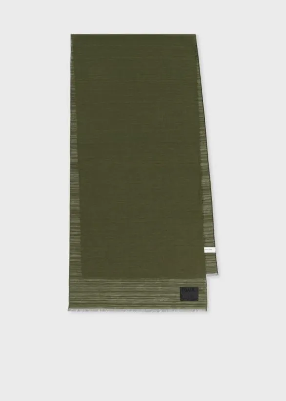 Paul Smith Scarves CottonBlend Shadow Stripe Scarf Khaki 8211 MensWomens