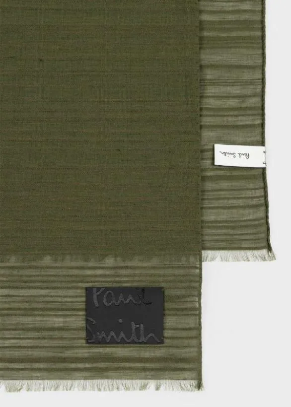 Paul Smith Scarves CottonBlend Shadow Stripe Scarf Khaki 8211 MensWomens