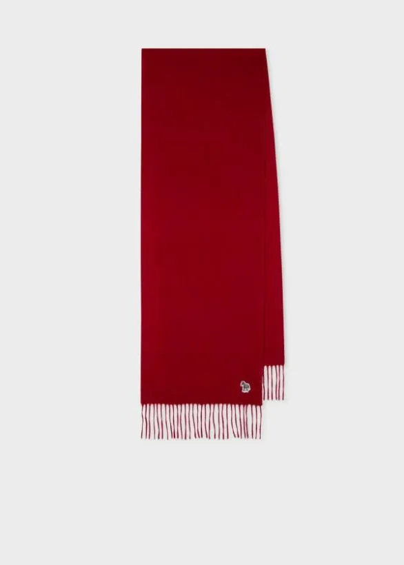 Paul Smith Scarves Lambswool Zebra Scarf Red 8211 Mens