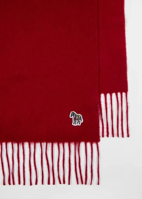 Paul Smith Scarves Lambswool Zebra Scarf Red 8211 Mens