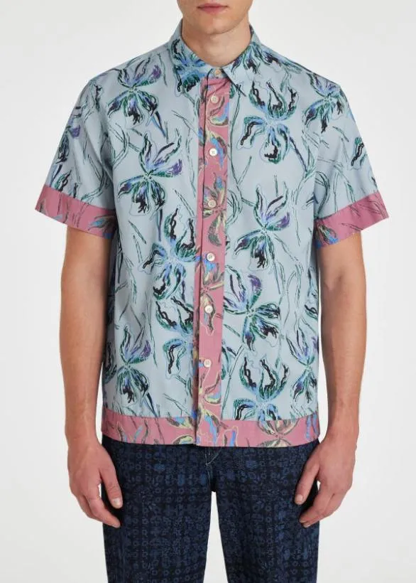 Paul Smith Shirts 039Gladiolus039 MixUp ShortSleeve Shirt Light Blue 8211 Mens