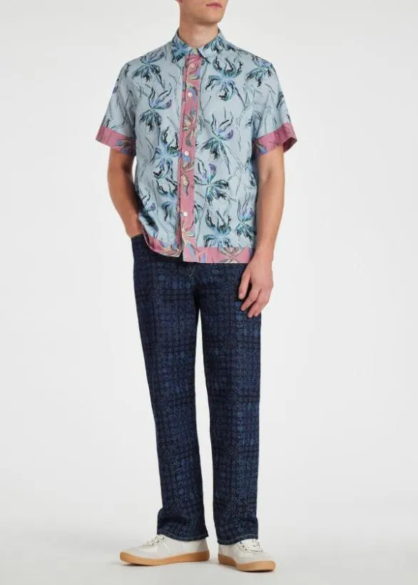 Paul Smith Shirts 039Gladiolus039 MixUp ShortSleeve Shirt Light Blue 8211 Mens