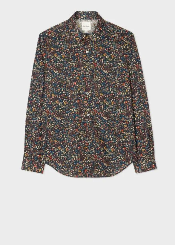 Paul Smith Shirts 039Liberty Floral039 Shirt Navy 8211 Mens