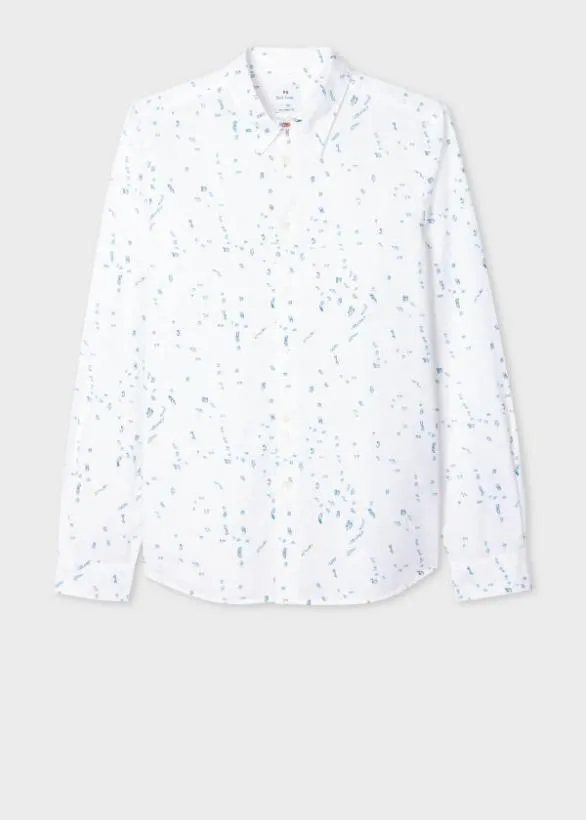 Paul Smith Shirts 039Number Glitch039 Cotton Shirt White 8211 Mens