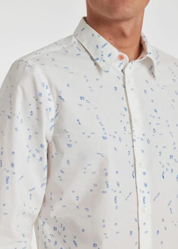 Paul Smith Shirts 039Number Glitch039 Cotton Shirt White 8211 Mens