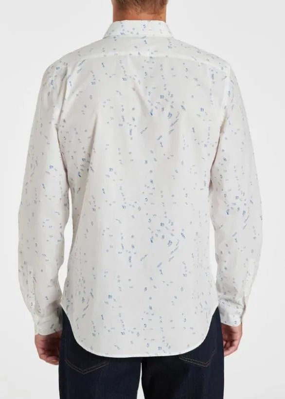 Paul Smith Shirts 039Number Glitch039 Cotton Shirt White 8211 Mens