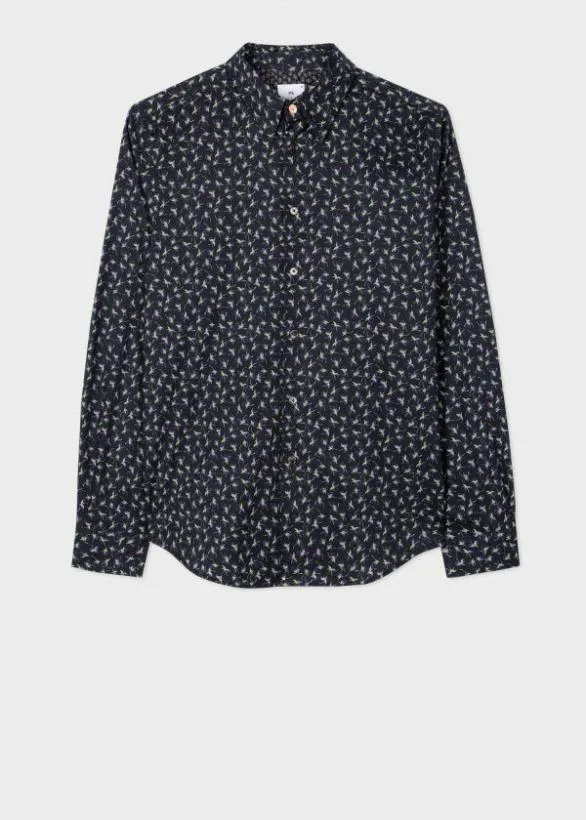 Paul Smith Shirts Floral Print Shirt Dark Navy 8211 Mens
