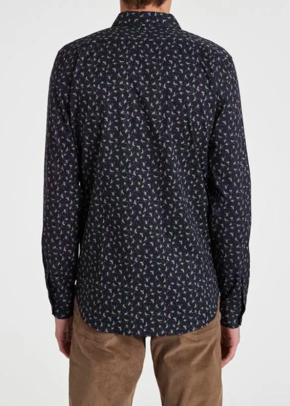 Paul Smith Shirts Floral Print Shirt Dark Navy 8211 Mens