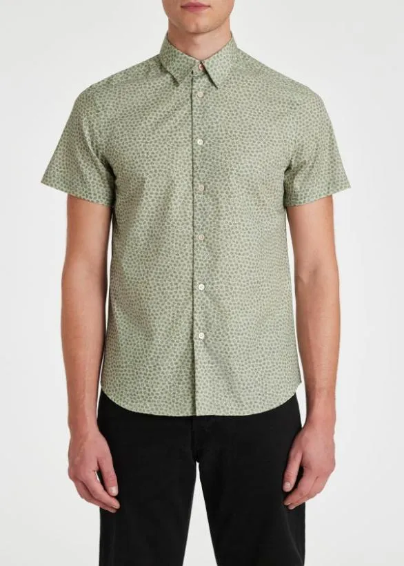 Paul Smith Shirts Floral ShortSleeve Shirt Green 8211 Mens