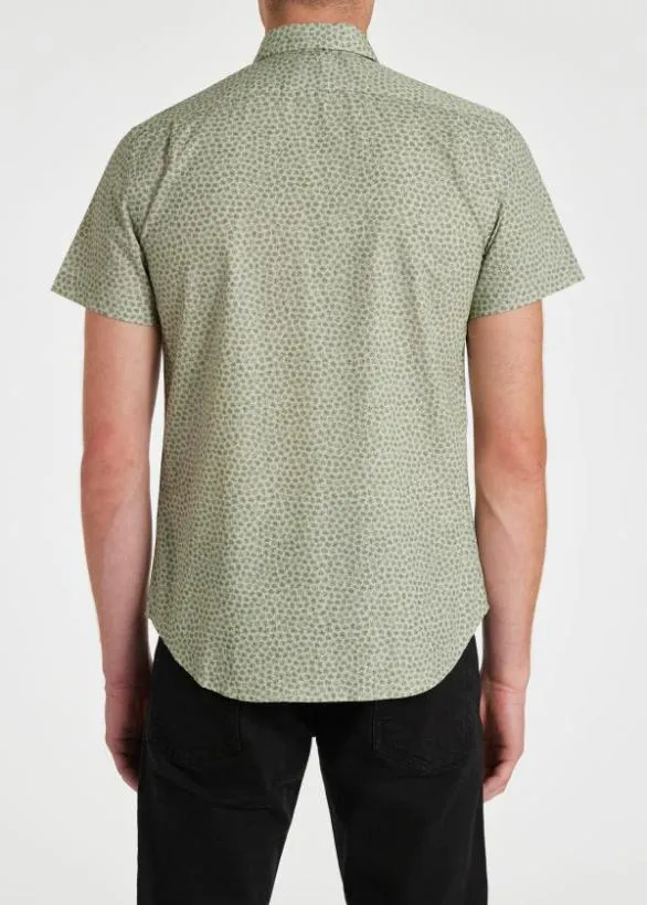 Paul Smith Shirts Floral ShortSleeve Shirt Green 8211 Mens