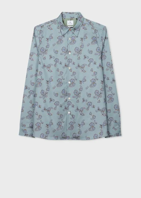 Paul Smith Shirts Paisley Print Cotton Shirt Light Blue 8211 Mens