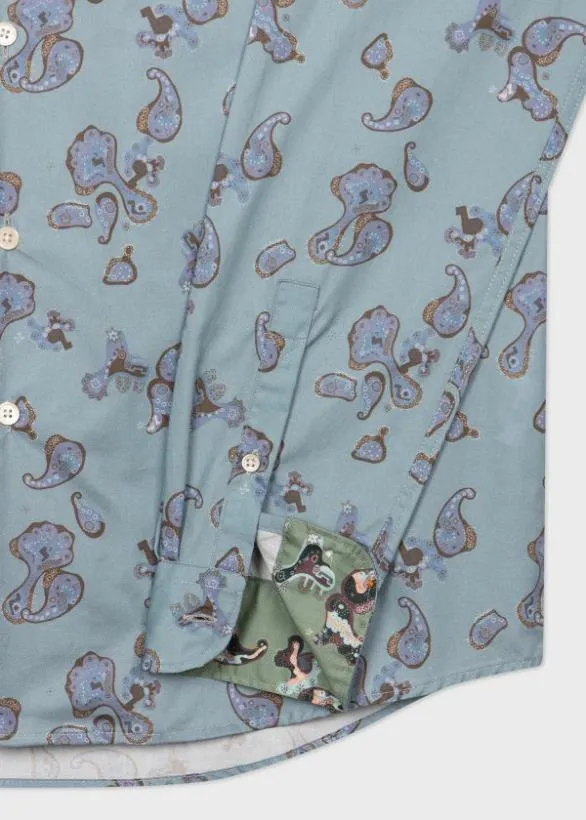 Paul Smith Shirts Paisley Print Cotton Shirt Light Blue 8211 Mens