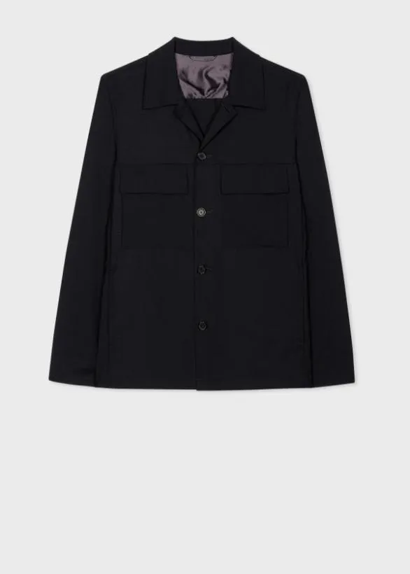 Paul Smith Shirts StretchWool Overshirt Dark Navy 8211 Mens