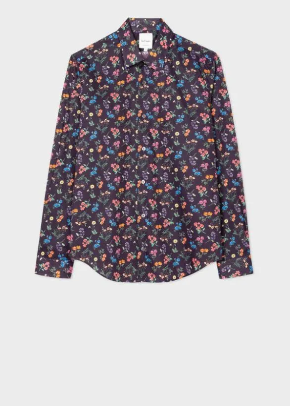 Paul Smith Shirts Super SlimFit 039Liberty Floral039 Print Shirt Navy 8211 Mens