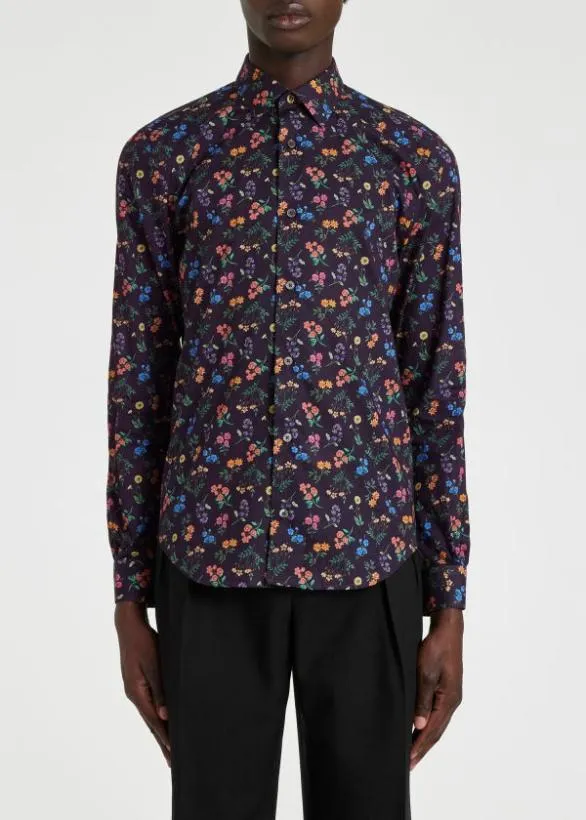 Paul Smith Shirts Super SlimFit 039Liberty Floral039 Print Shirt Navy 8211 Mens
