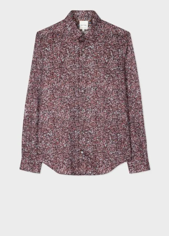 Paul Smith Shirts Super SlimFit Fleck Shirt Burgundy 8211 Mens