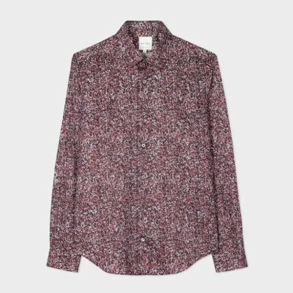 Paul Smith Shirts Super SlimFit Fleck Shirt Burgundy 8211 Mens