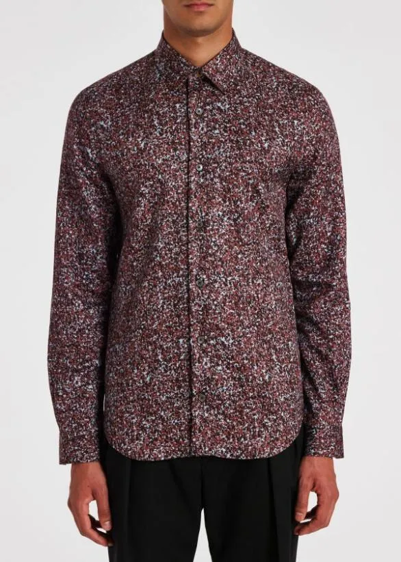Paul Smith Shirts Super SlimFit Fleck Shirt Burgundy 8211 Mens
