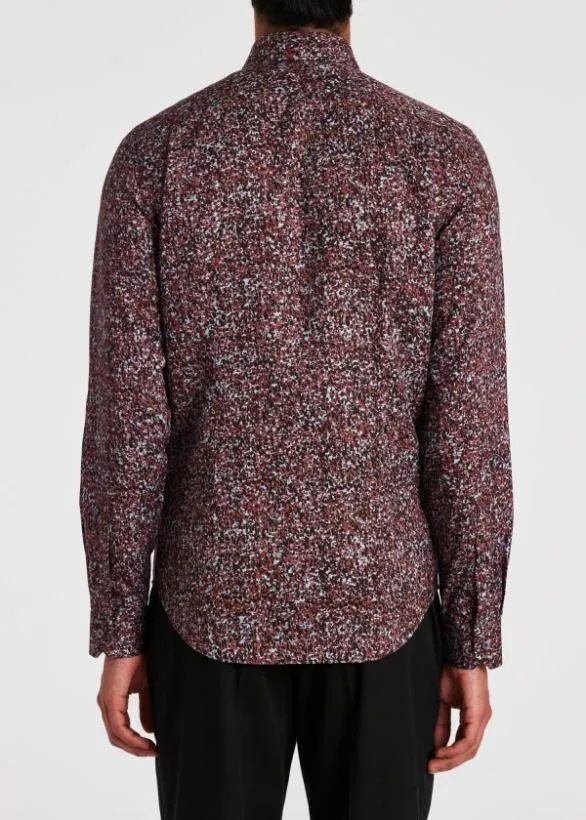 Paul Smith Shirts Super SlimFit Fleck Shirt Burgundy 8211 Mens
