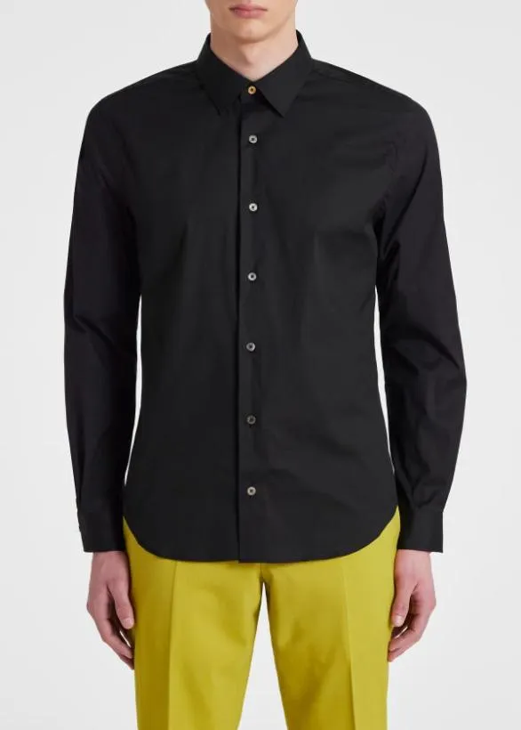 Paul Smith Shirts Super SlimFit Shirt With 039Artist Stripe039 Cuff Lining Black 8211 Mens Paul Smith Shirts Super SlimFit Shirt With 039Artist Stripe039 Cuff Lining Black 8211 Mens